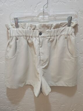 Astr High-Waist Paperbag Shorts in Cream